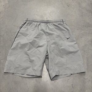 Nike Shorts Men's Swim Trunks Lined Y2K Gray Size‎ Large Drawstring